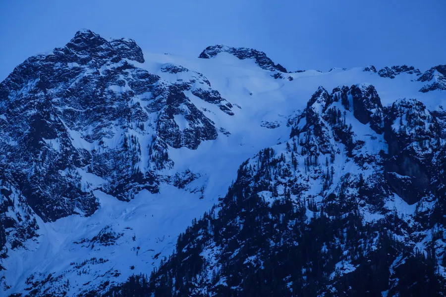 Whitehorse Mountain above Arlington, Washington at dusk