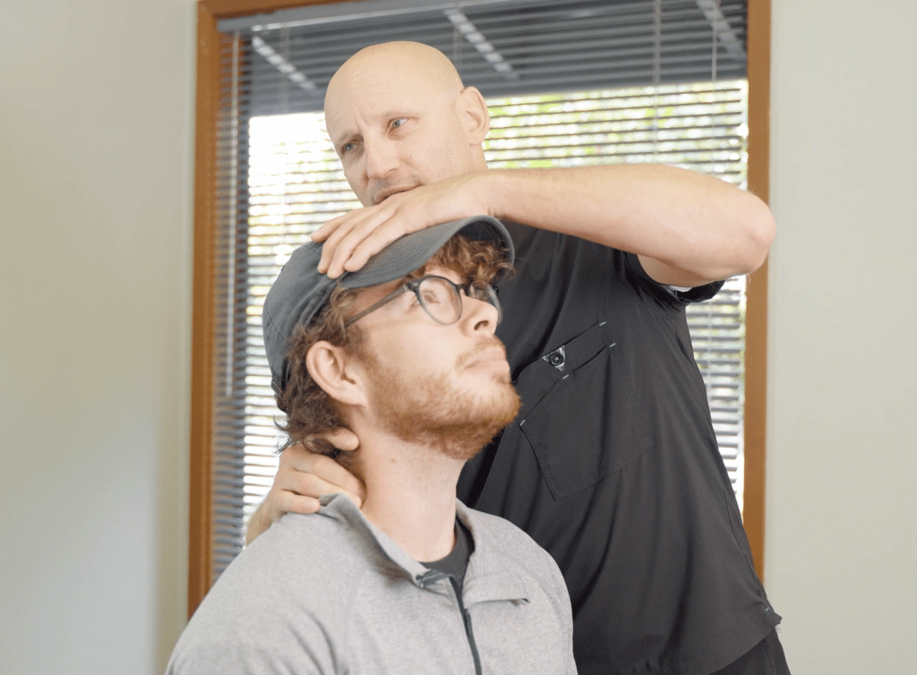 Man getting chiropractic treatment